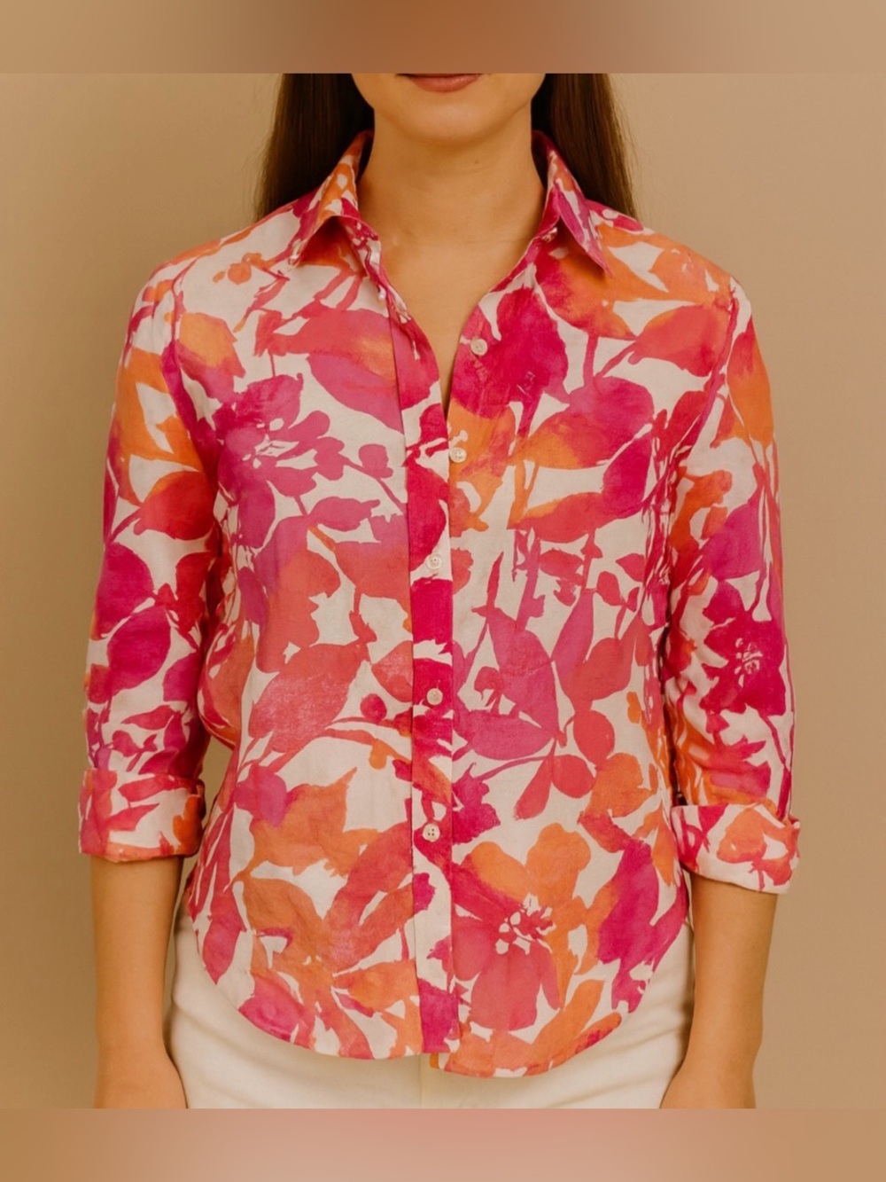 Lauren Ralph Lauren Tropical Blouse Petite Size XL